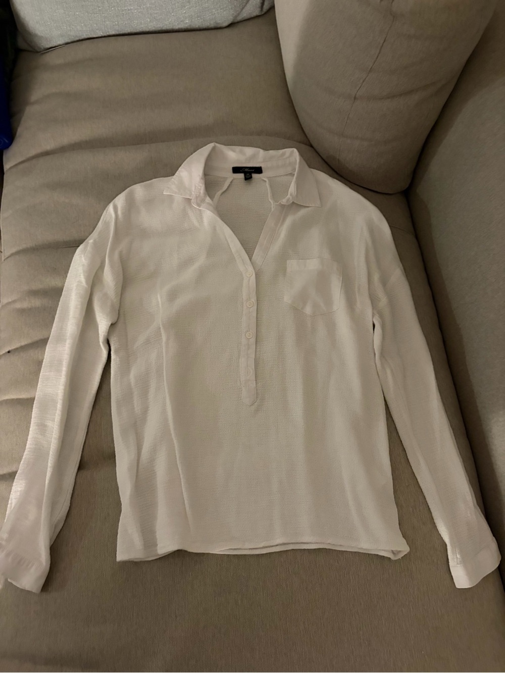 Mavi Women's Long-Sleeve Button-Down Shirt in Cream